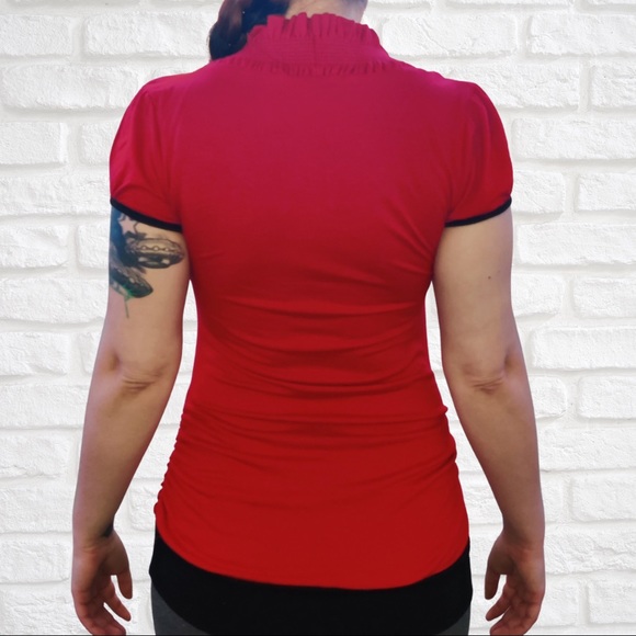 Red Shirt w/ Silver Foil Design - Picture 2 of 3